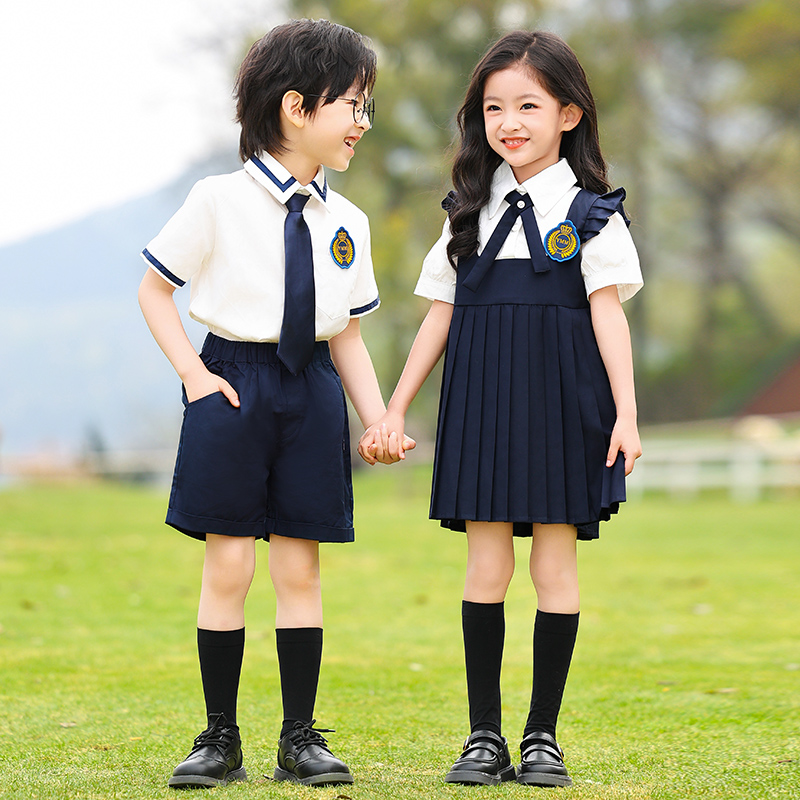 儿童演出服小学生合唱服夏季短袖国风毕业照幼儿园表演服装