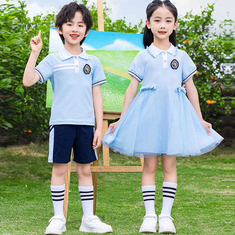 儿童演出服小学生合唱服夏季短袖英伦风毕业照幼儿园表演服装