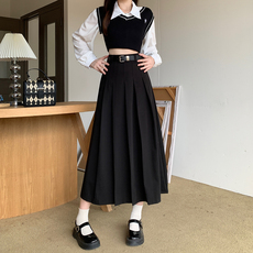 Плюс размер бюста платье 2024春夏大码女装新款胖妹妹百褶裙长款半身裙a字裙