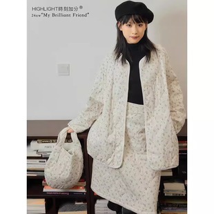 HIGHLIGHT加分24aw 独家定制双面绗缝棉碎花纯色双面穿棉服半裙包