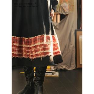 HIGHLIGHT加分24aw 进口羊毛面料拼接格纹廓形厚重大摆裙 cdg女孩