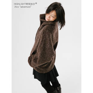 HIGHLIGHT加分25AW美丽人生 高级质感羊毛驼绒小鹿纹廓形极简大衣