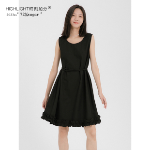 日系黑背心裙 手工花边大裙摆简约风格 HIGHLIGHT加分23ss sakura