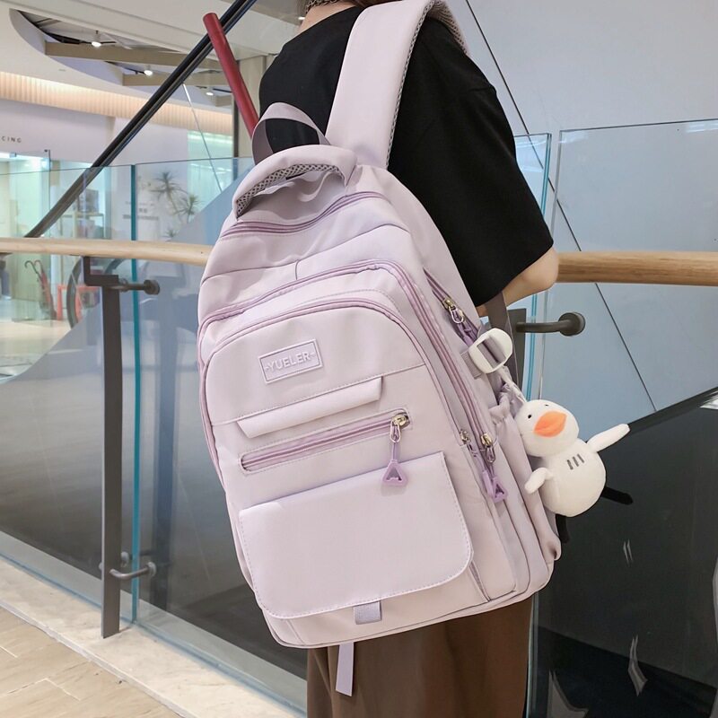 工装书包女大学生新款时尚大容量电脑双肩包轻便背包男士旅行包潮