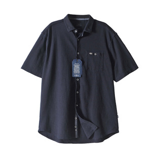 翻领净色男装 短袖 衬衣商务休闲纽扣开衫 E11和前秀原单纯棉料衬衫