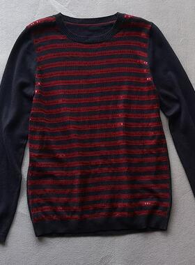 D6和前秀好搭配棉羊毛针织衫小GOLO 钉珠片 经典圆领长袖套头女装