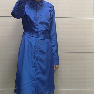 C1和前秀原单两用袖女裙衬衫式裙翻领收腰连衣裙通勤 内配吊带衫