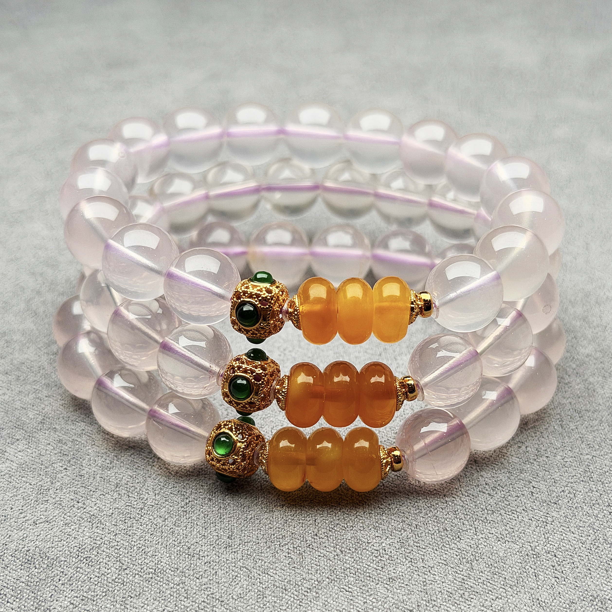 招桃花天然粉水晶手串圣诞节礼物