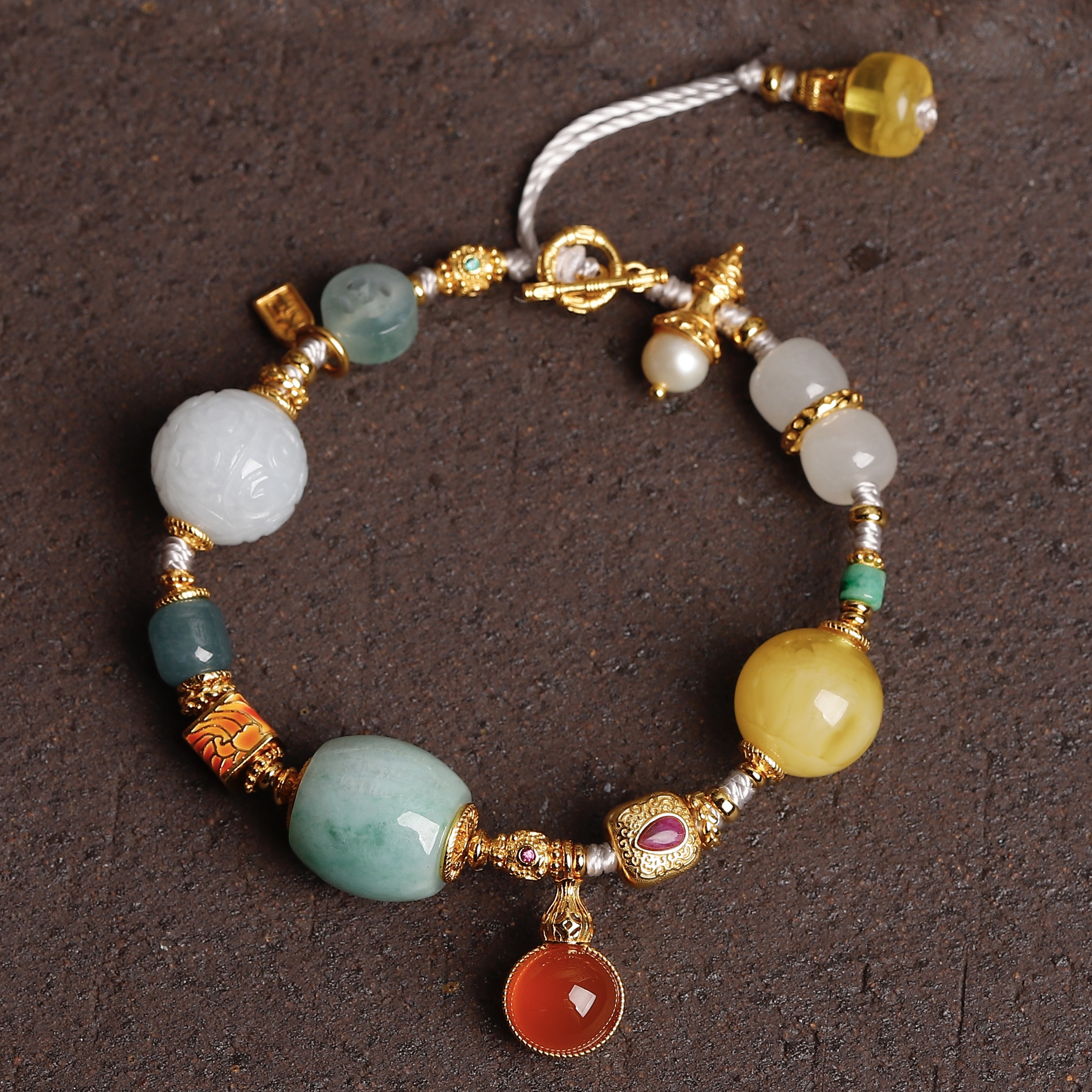 中式天然多宝彩宝手链圣诞节礼物