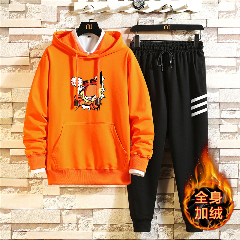 男连帽2020款冬青少年休闲运动加绒两件套A163-MJ7736-P95图片