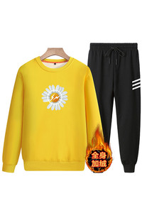 2020冬季男加绒加厚圆领套装运动潮流班服A163-5538-P90图片