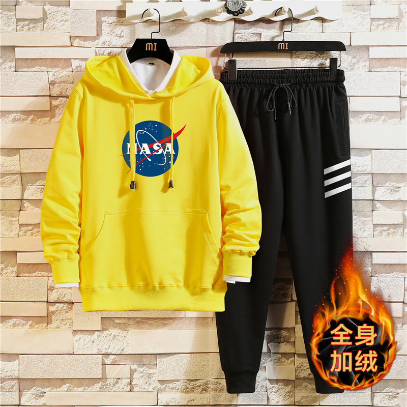 2020冬纯棉加绒加厚保暖外套运动服休闲套装A163-MJ7716-P95图片