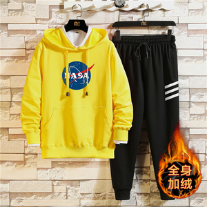 2020冬纯棉加绒加厚保暖外套运动服休闲套装A163-MJ7716-P95图片