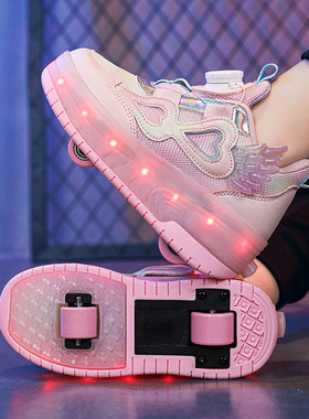 Children Girls Shoes With Wheels Skating Shoes Glowing Sport