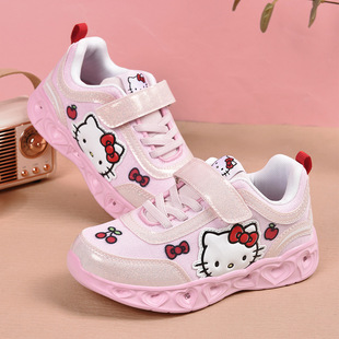Hello Kitty Kids Fashion Sneakers for Girls Flashlight Shoes