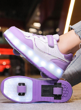 Child Girls Sports Shoes Wheel Sneakers Roller Skating Shoes