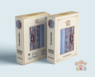 Kessing拼图1000片故宫博物院进口蓝卡材质表面丝绒触感膜不含框