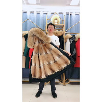 男士青根貂内胆貉子毛领派克服