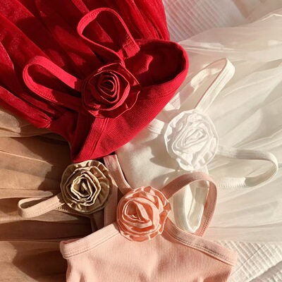 超仙~ 儿童女童海边度假沙滩裙洋气白色红色网纱公主裙吊带连衣裙