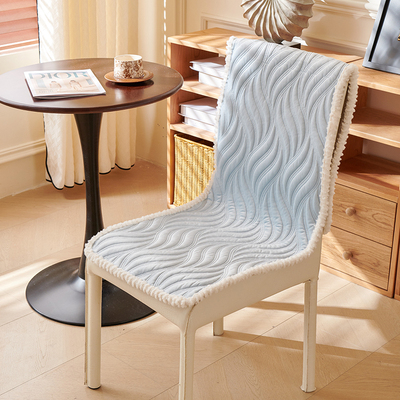 保暖水晶绒一体靠背椅子垫北欧防滑客厅餐桌椅坐垫办公椅子连体垫