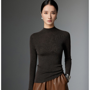 轻薄针织羊毛衫 鄂尔多斯市可机洗一线成衣羊绒打底衫 女半高领修身
