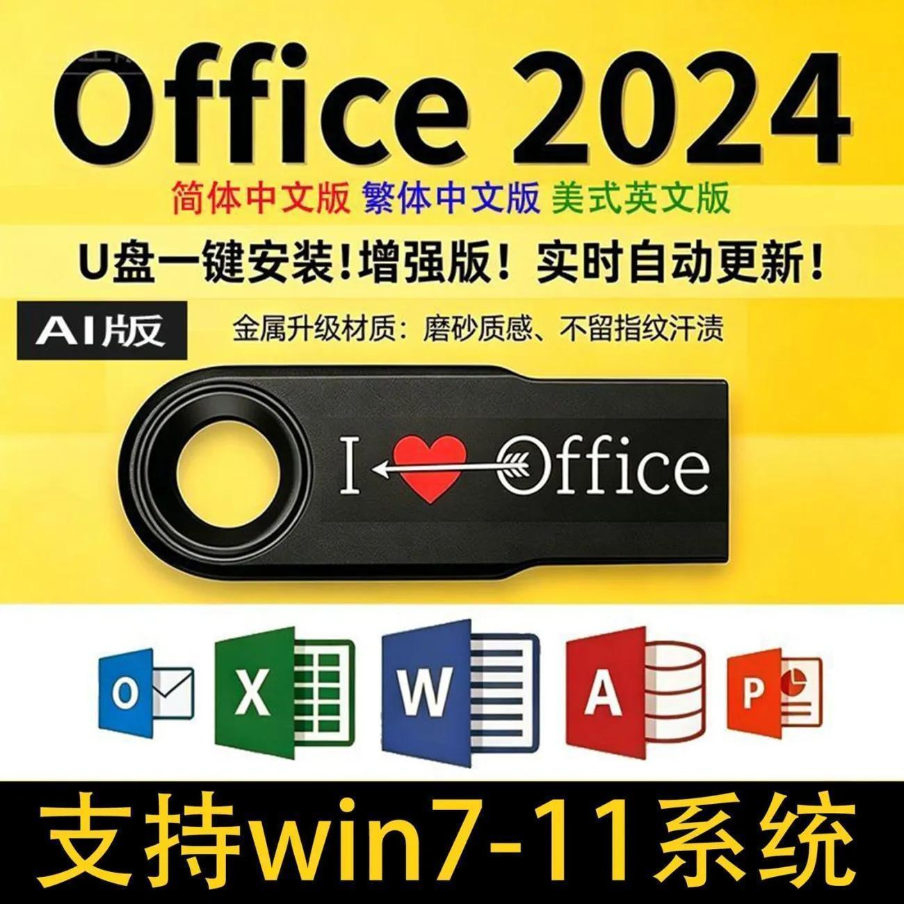 【港台繁体版】Office2024专业增强版安装U盘办公全家桶简体英文