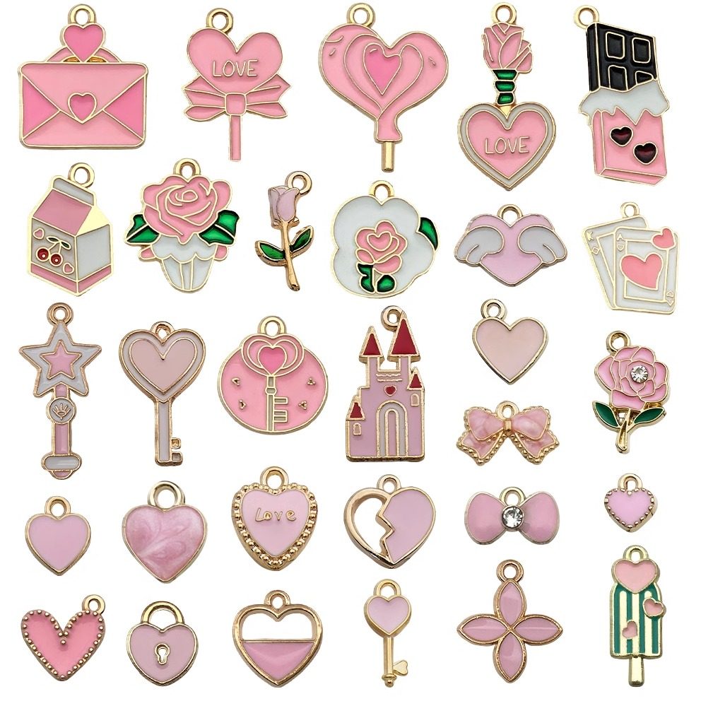 混30个粉色情人节系列爱心钥匙挂件 diy手链项链吊坠创意饰品配件,饰品/流行首饰/时尚饰品新,其他DIY饰品配件,淘宝优惠券,粉丝福利购,淘宝优惠卷