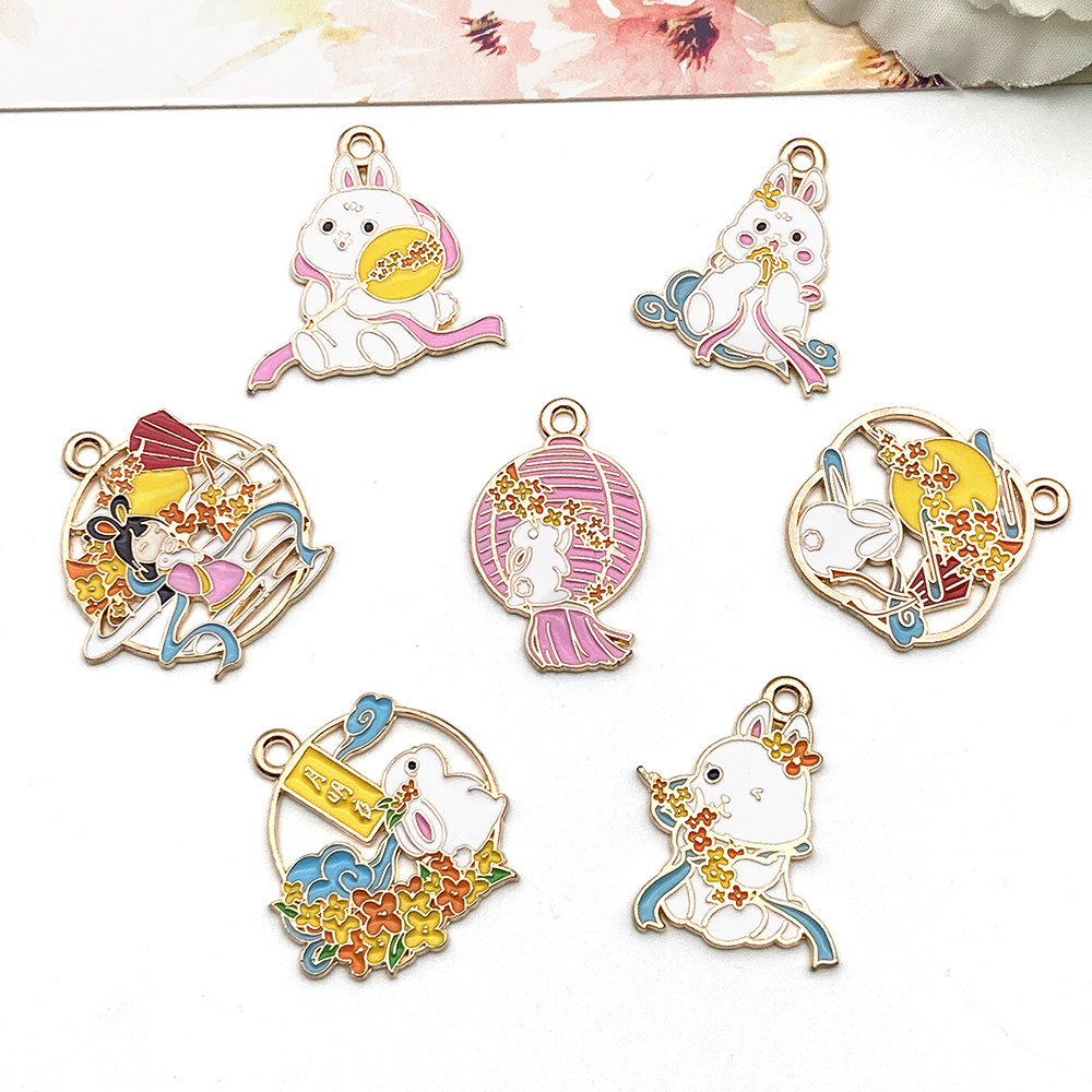 卡通中秋月兔嫦娥 滴油合金手链耳环钥匙扣挂件吊坠diy饰品配件,饰品/流行首饰/时尚饰品新,其他DIY饰品配件,淘宝优惠券,粉丝福利购,淘宝优惠卷