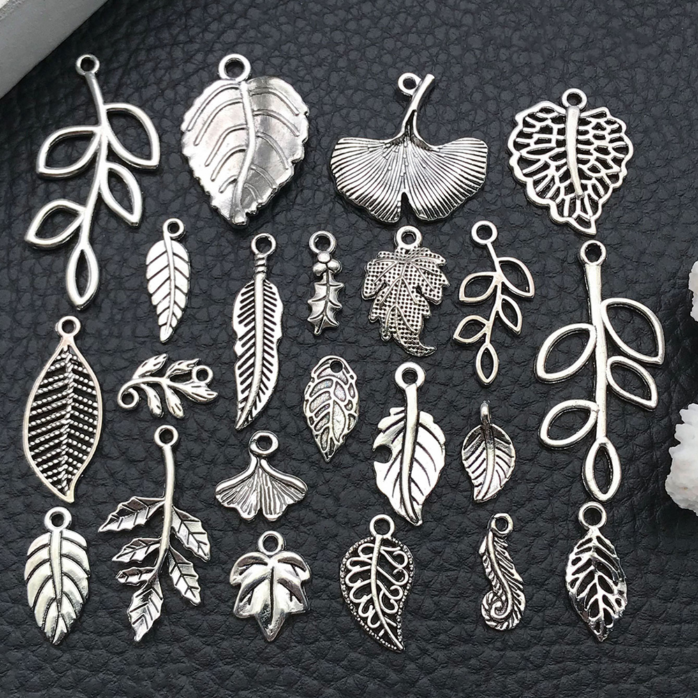 复古22款树叶叶子合金饰品配件diy手作吊坠耳饰项链创意材料挂件