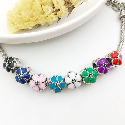 diy饰品手链滴油花朵古银