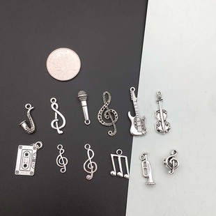 diy饰品配件复古合金音符小挂件 20个 音乐周边耳饰项链手链材料