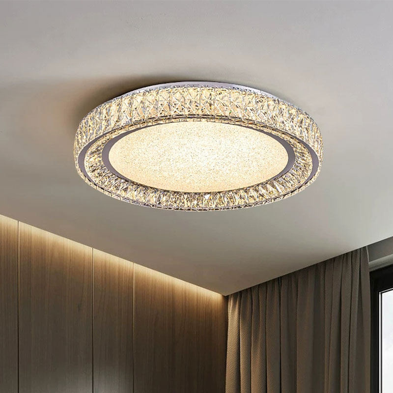 轻奢卧室K9水晶吸顶灯圆形高档大气现代简约主卧led创意意式风灯