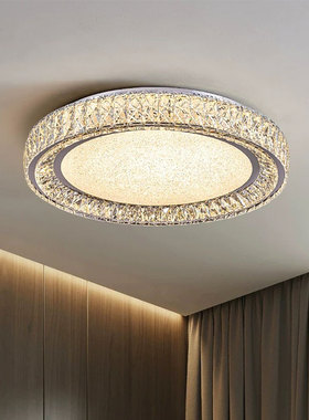 轻奢卧室K9水晶吸顶灯圆形高档大气现代简约主卧led创意意式风灯