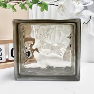 欧标进口原彩棕色云雾纹彩色透光半透明玻璃砖隔断客厅玄关背景墙