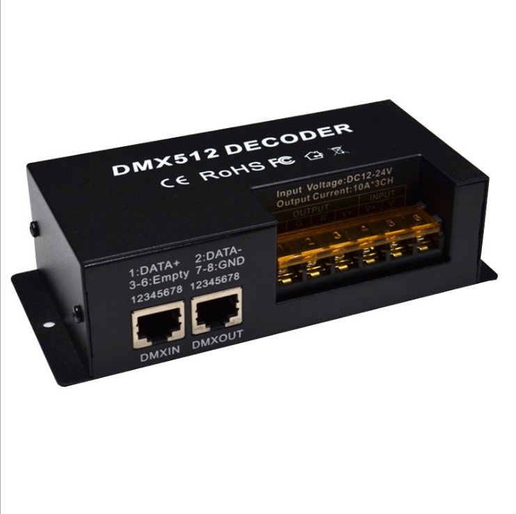 dmx512恒压舞台灯具模组rgbw解码器3ch 4ch通道解码器带拔码