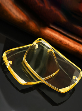 竹叶青切边眼镜天然纯水晶石头镜东海方形老料原石切割镜片定制款