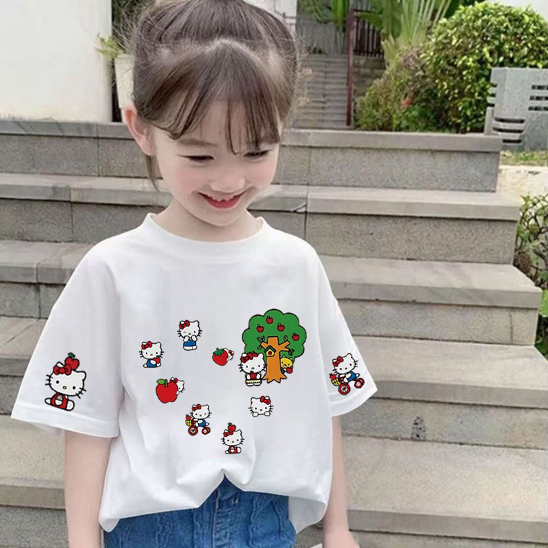 凯蒂猫纯棉女童短袖T恤夏季可爱