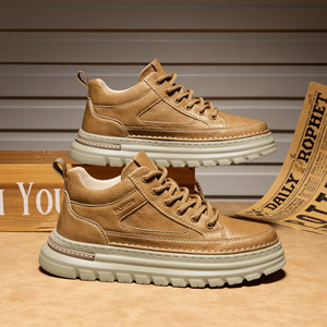 2026新款高帮男鞋春秋复古潮流板鞋休闲运动增高工装鞋真皮马丁靴