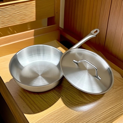 X3 24cm不粘锅家用炒锅304不锈钢0涂层炒菜锅电磁炉燃气灶通用