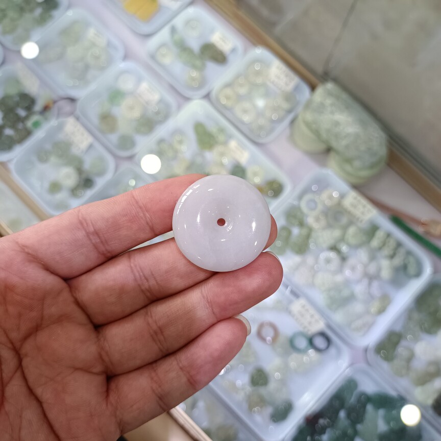 天然缅甸A货翡翠老坑冰润翡翠平安扣坤圣珠宝