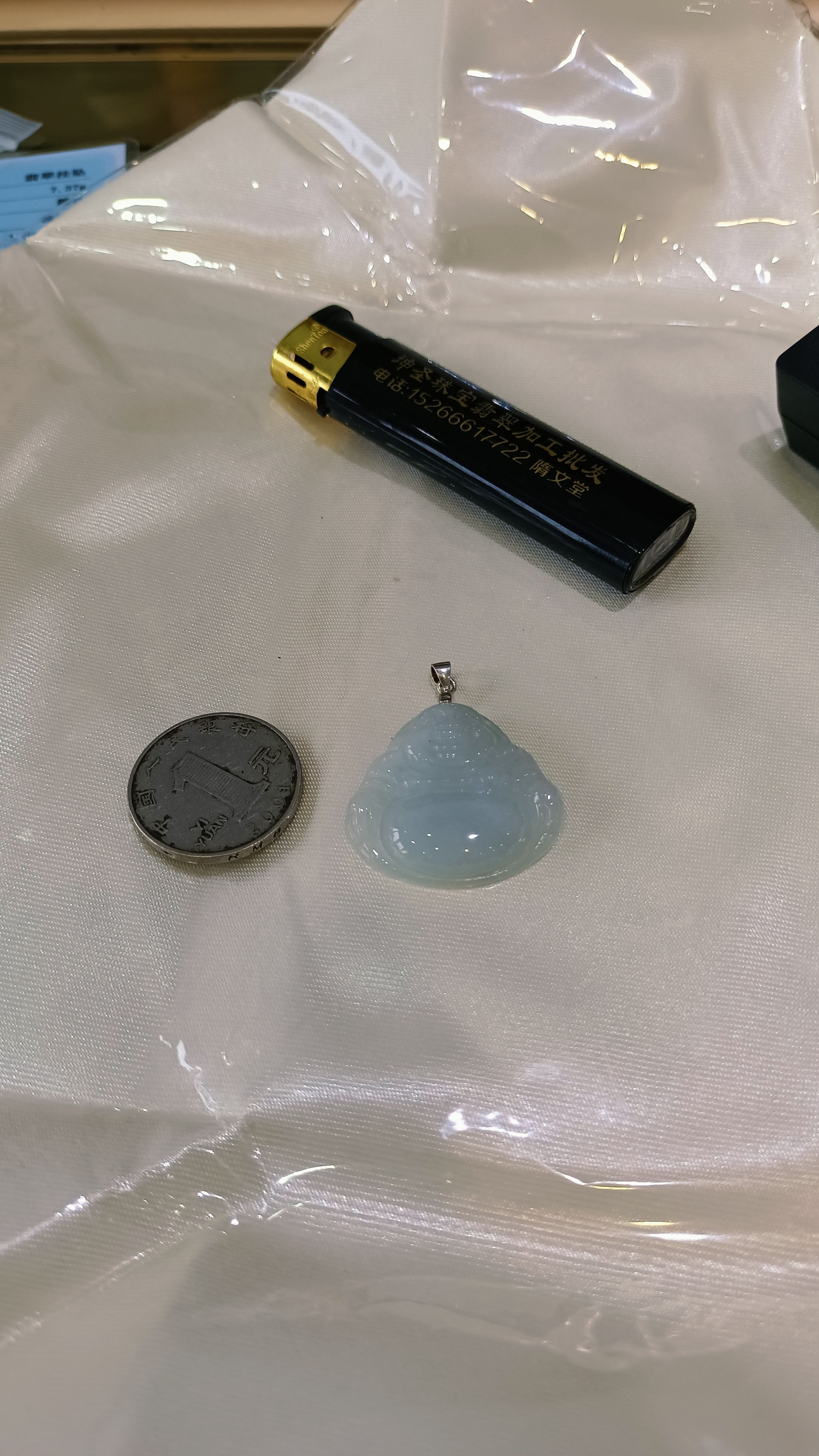 天然缅甸A货翡翠老坑冰种翡翠佛公中大佛冰种翡翠弥勒佛坤圣珠宝