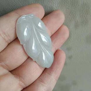 缅甸天然A货冰种翡翠叶子翡翠玉叶吊坠挂件带证书包邮坤圣珠宝