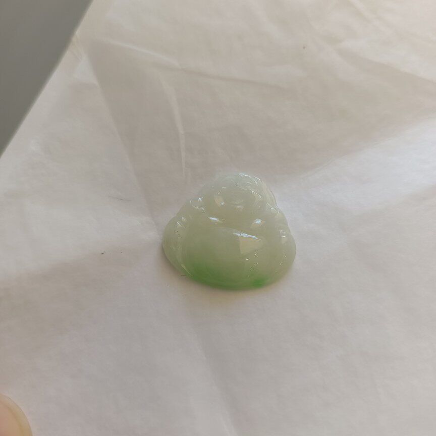 天然缅甸A货翡翠老坑冰种阳绿翡翠佛公吊坠小佛公坤圣珠宝