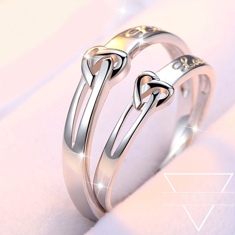 活口永结同心紫霞仙子银戒指