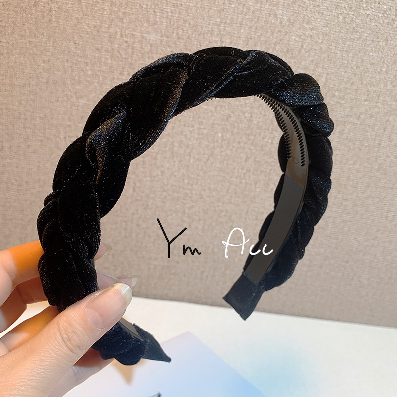 麻花头饰丝绒发卡复古