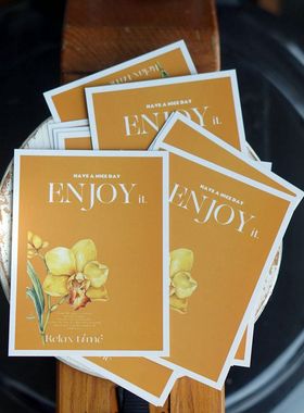 ENJOY IT 姜黄色 花朵 马卡龙食用TIPS卡 （一包10张）