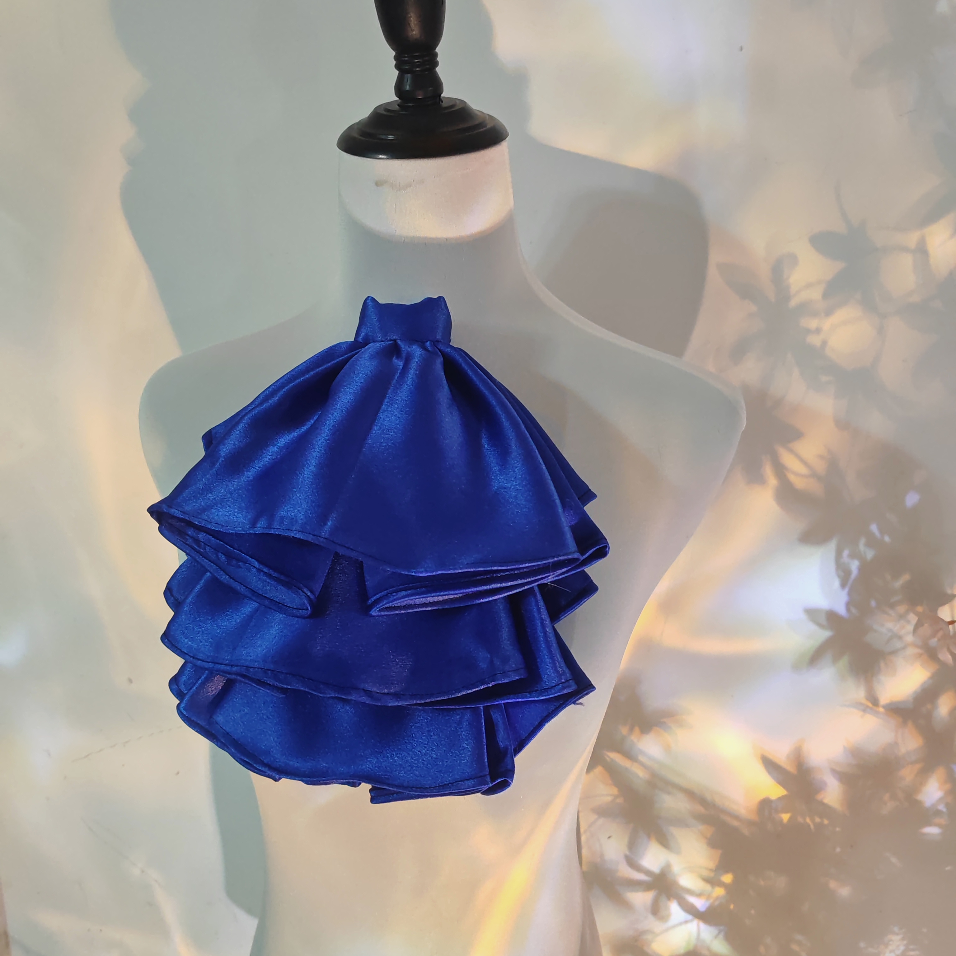 芙宁娜c服cos领结蓝色领花宝蓝领结装饰衬衫配件多层缎面（无饰）