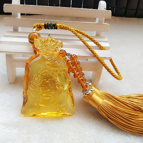 挂件水晶琉璃钱袋汽车后视镜