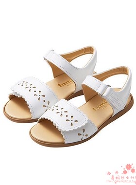 国现日本代购familiar女童搂空花朵漏趾牛皮凉鞋牛津底耐磨040284