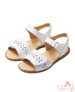 国现日本代购familiar女童搂空花朵漏趾牛皮凉鞋牛津底耐磨040284